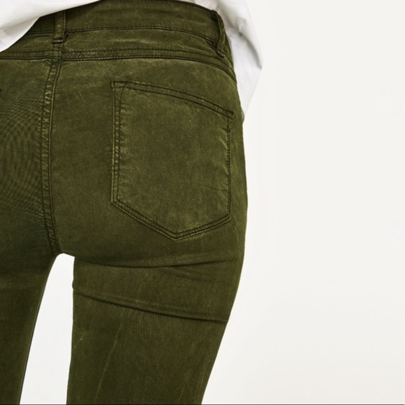Zara  woman lyocel blend army green skinny pants - Picture 4 of 10
